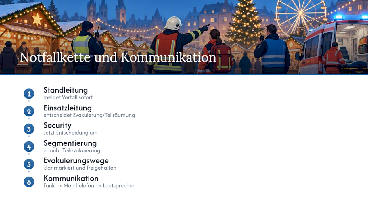 Notfallkette von der Meldung bis zur Evakuierung