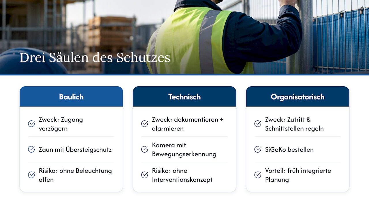 Das Sicherheitskonzept: Die drei Säulen zusammenwirken lassen — overview diagram
